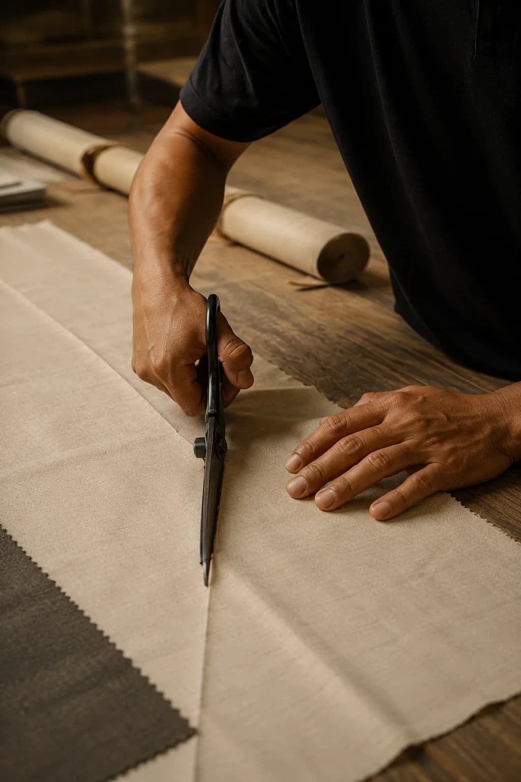 Precision cutting and preparation of window furnishing material